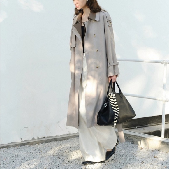 Circlofy contrast double collar layered classic trench coat S - Picture 3 of 13